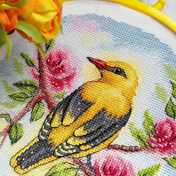 Little Bird with Roses - PDF Cross Stitch Pattern - Wizardi