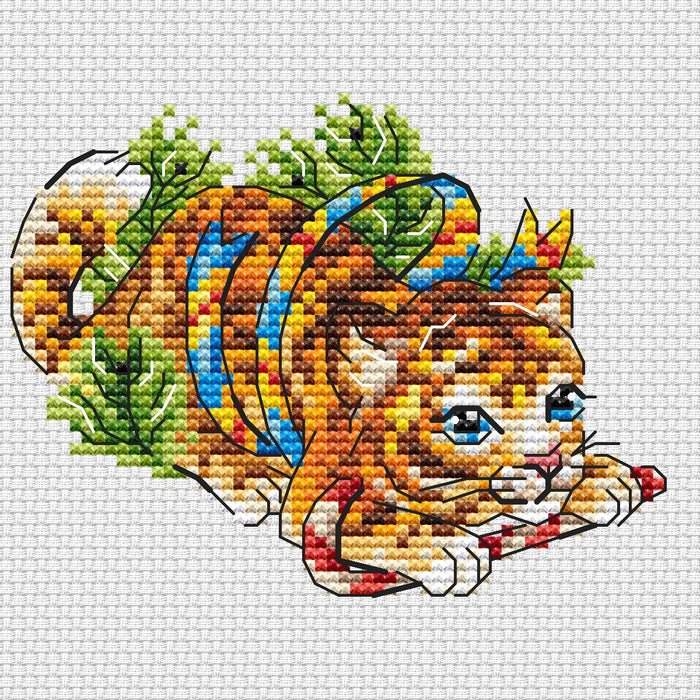 Little Christmas Tiger - PDF Cross Stitch Pattern - Wizardi