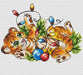Little Christmas Tiger with Garland - PDF Cross Stitch Pattern - Wizardi