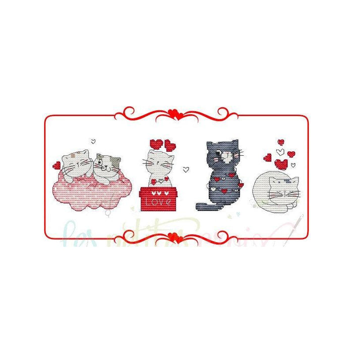 Love Cats - PDF Cross Stitch Pattern - Wizardi