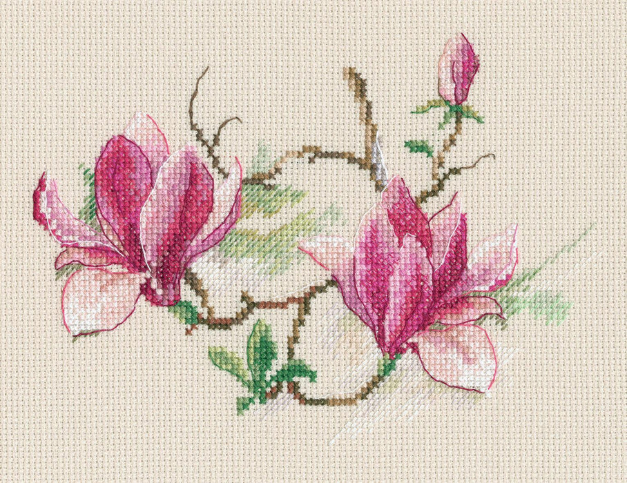 Magnolia flowers M730 Counted Cross Stitch Kit - Wizardi