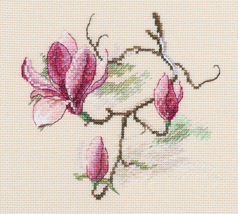 Magnolia flowers M731 Counted Cross Stitch Kit - Wizardi