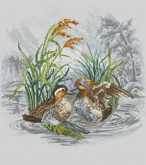 Mandarin Ducks - PDF Cross Stitch Pattern - Wizardi