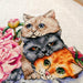 March Cats. Kittens with Peonies - PDF Cross Stitch Pattern - Wizardi