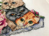 March Cats. Kittens with Peonies - PDF Cross Stitch Pattern - Wizardi