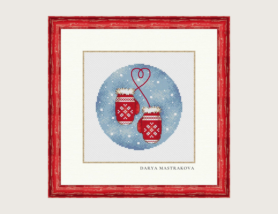 Mittens Cross stitch pattern PDF for instant download Cozy Christmas Digital counted cross stitch chart Watercolor Cross stitch design Hygge - Wizardi