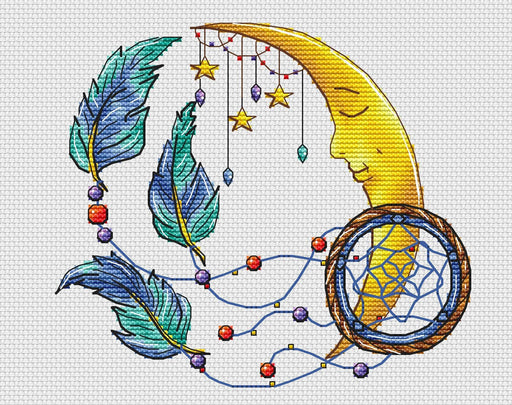 Moon Dreamcatcher - PDF Cross Stitch Pattern - Wizardi