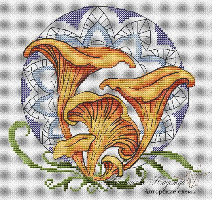 Mushroom. Chanterelle - PDF Cross Stitch Pattern - Wizardi
