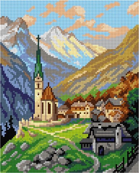 Needlepoint canvas for halfstitch without yarn after Georg Janny - Heiligenblut 3295H - Printed Tapestry Canvas - Wizardi