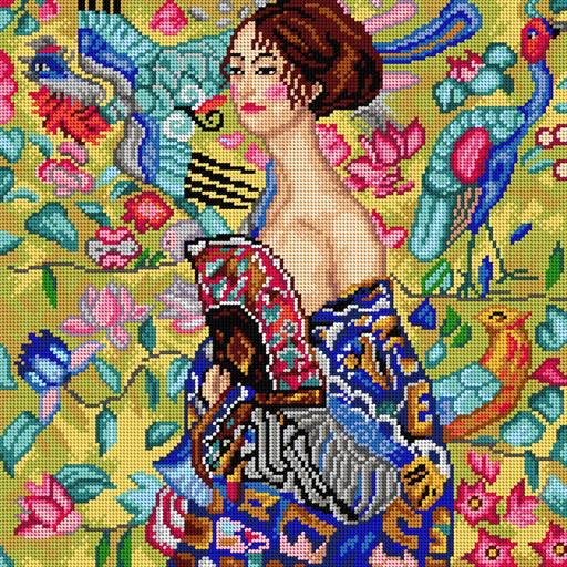 Needlepoint canvas for halfstitch without yarn after Gustav Klimt - Lady with Fan 3245L - Wizardi