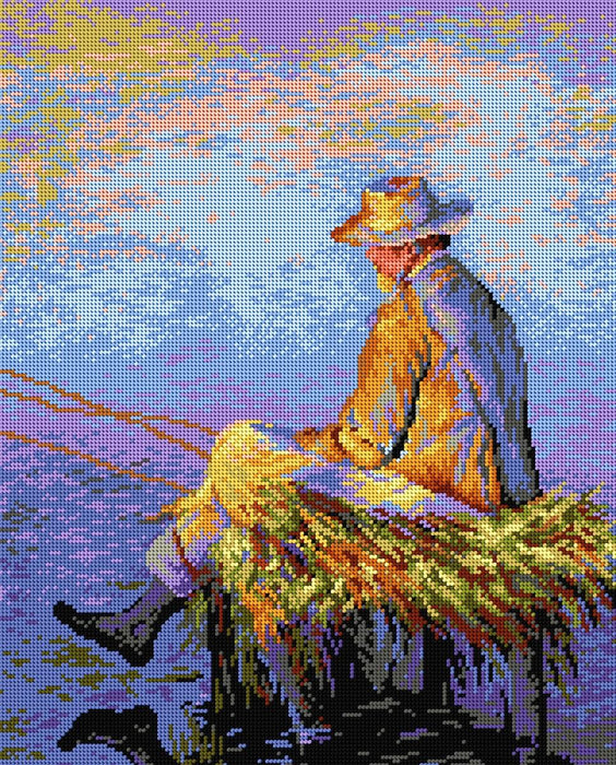 Needlepoint canvas for halfstitch without yarn after Leon Wyczkowski - Fisherman 2118M - Wizardi