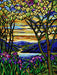 Needlepoint canvas for halfstitch without yarn after Louis C. Tiffany - Landscape with Iris and Flowering Magnolia 2099J - Wizardi