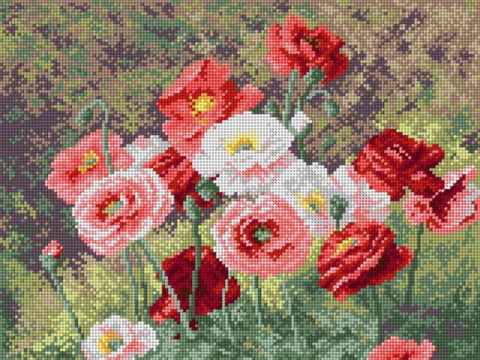 Needlepoint canvas for halfstitch without yarn after Louis Marie Lemaire - Cluster of Poppies 1990J - Wizardi