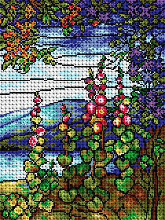 Needlepoint canvas for halfstitch without yarn after Luis Comfort Tiffany - Landscape with Mallows 2137J - Wizardi