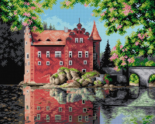 Needlepoint canvas for halfstitch without yarn Castle on the Water - Cervena Lhota (in Czech) 2298M - Wizardi