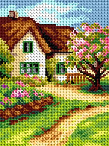 Needlepoint canvas for halfstitch without yarn Cottage 2832F - Printed Tapestry Canvas - Wizardi