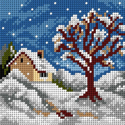 Needlepoint canvas for halfstitch without yarn Four Seasons - Winter 2844D - Printed Tapestry Canvas - Wizardi