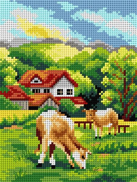 Needlepoint canvas for halfstitch without yarn Grassland 2635F - Printed Tapestry Canvas - Wizardi