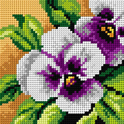 Needlepoint canvas for halfstitch without yarn Pansy 2757D - Printed Tapestry Canvas - Wizardi