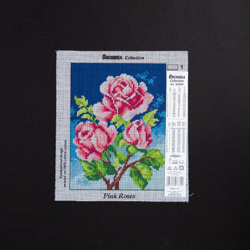 Needlepoint canvas for halfstitch without yarn Pink Roses 2594F - Printed Tapestry Canvas - Wizardi