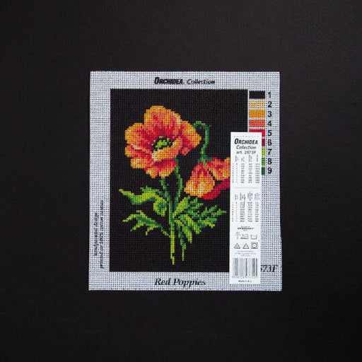 Needlepoint canvas for halfstitch without yarn Red Poppies 2573F - Printed Tapestry Canvas - Wizardi