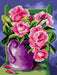 Needlepoint canvas for halfstitch without yarn Roses in a Purple Jug 3021F - Printed Tapestry Canvas - Wizardi