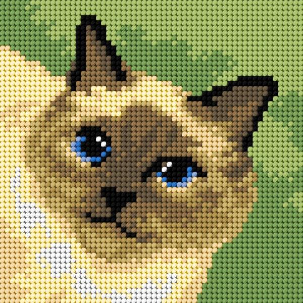 Needlepoint canvas for halfstitch without yarn Siamese Cat 2712D - Printed Tapestry Canvas - Wizardi