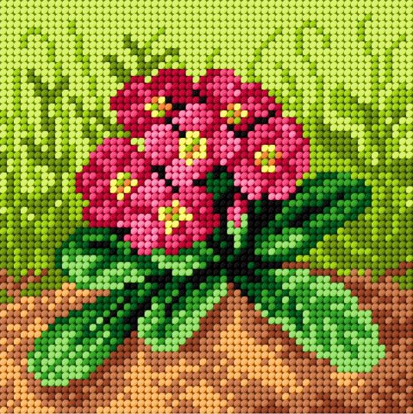 Needlepoint canvas for halfstitch without yarn Spring Primroses 2104D - Printed Tapestry Canvas - Wizardi