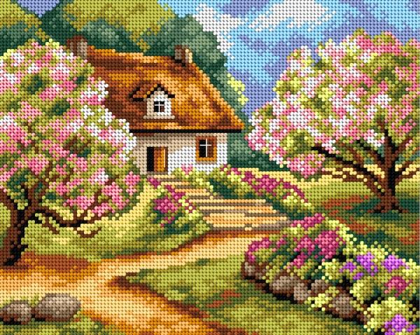 Needlepoint canvas for halfstitch without yarn Spring Road 2497H - Printed Tapestry Canvas - Wizardi