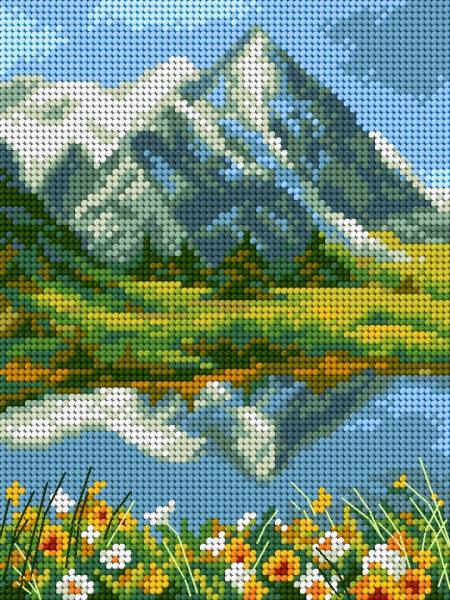 Needlepoint canvas for halfstitch without yarn Summer in the Mountains 2624F - Printed Tapestry Canvas - Wizardi