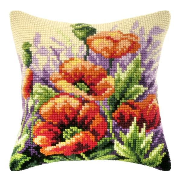 Needlepoint Cushion Kit "Poppies on meadow" 9123 - Wizardi