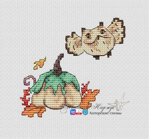 Owl and Pumpkin - PDF Cross Stitch Pattern - Wizardi