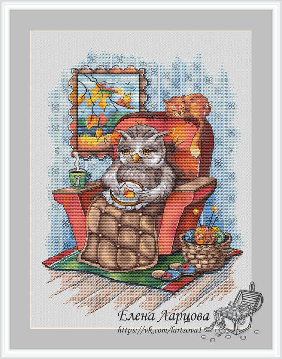 Owl Grandma Embroiderer - PDF Cross Stitch Pattern - Wizardi