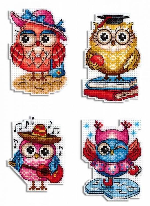 Owl Stories P-487 / SR-487 Plastic Canvas Counted Cross Stitch Kit - Wizardi