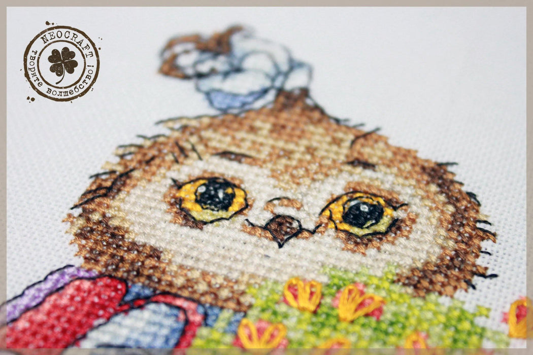 Owl with Flowers SV-16 Counted Cross-Stitch Kit - Wizardi