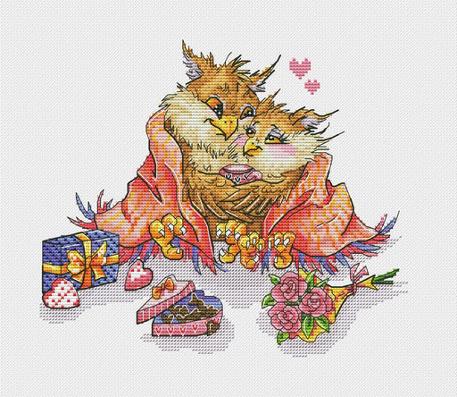 Owls in Love - PDF Cross Stitch Pattern - Wizardi