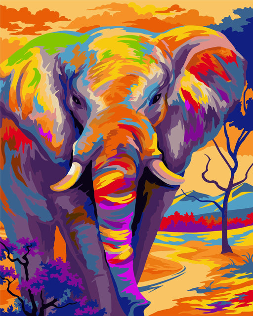 Painting by Numbers kit Crafting Spark Colorful Elephant H081 19.69 x 15.75 in - Wizardi