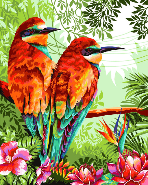 Painting by Numbers kit Crafting Spark Colorful Parrots H093 19.69 x 15.75 in - Wizardi