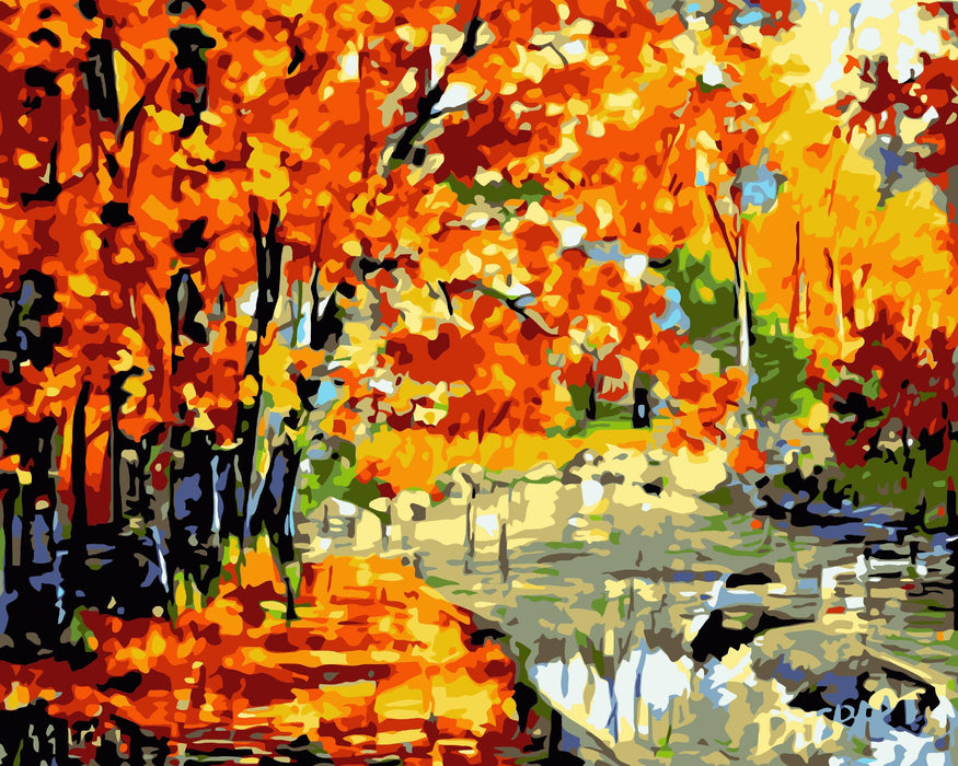 Painting by Numbers kit Crafting Spark Golden Autumn A109 19.69 x 15.75 in - Wizardi
