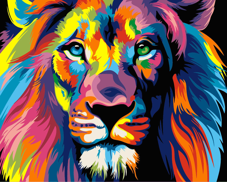 Painting by Numbers kit Crafting Spark Rainbow Lion H014 19.69 x 15.75 in - Wizardi