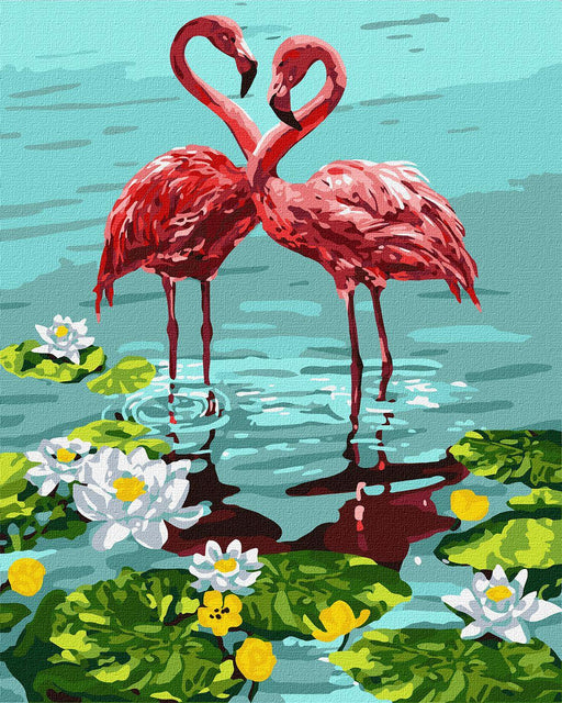 Painting by Numbers kit Pair of flamingos KHO4144 - Wizardi