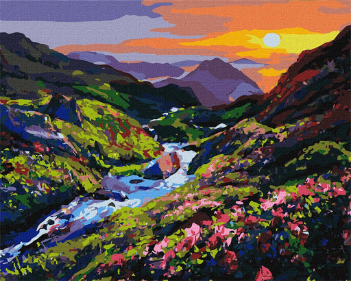 Painting by Numbers kit Sunrise in the mountains KHO2887 - Wizardi