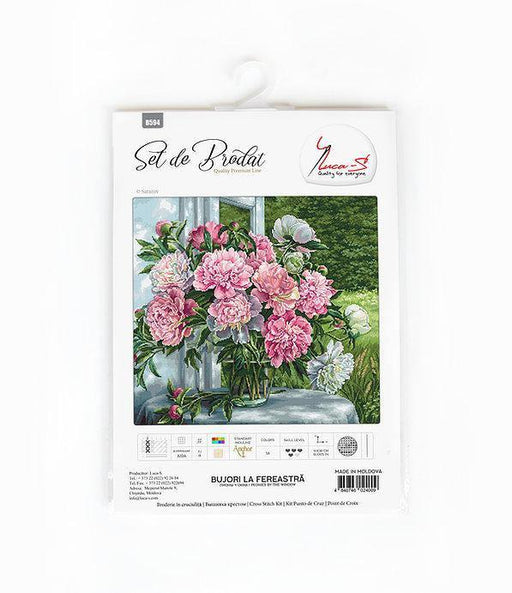 Peonies by the window B594L Counted Cross Stitch kit - Wizardi