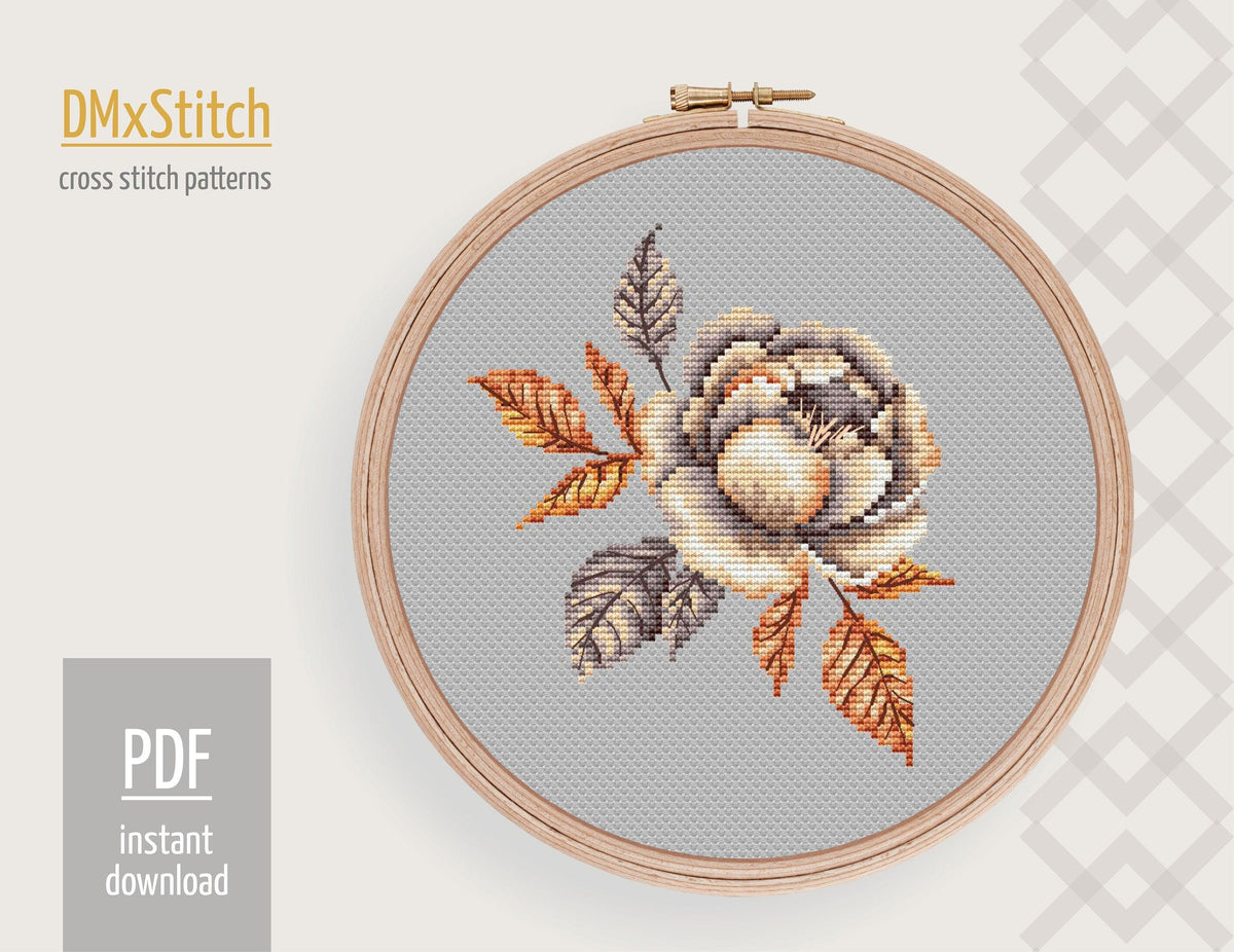 Peony Cross stitch pattern Flower Cross Stitch pdf Modern cross stitch —  Wizardi