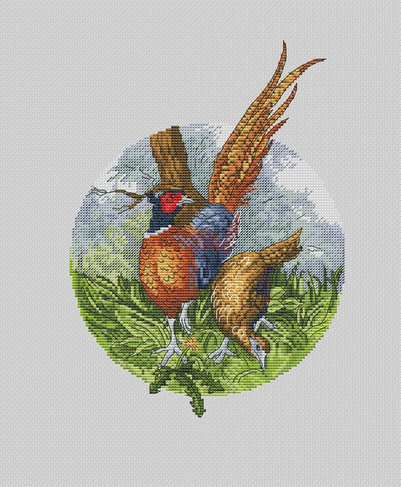 Pheasants - PDF Cross Stitch Pattern - Wizardi