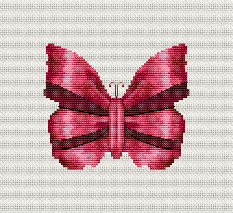 Pink Butterfly - Free PDF Cross Stitch Pattern - Wizardi
