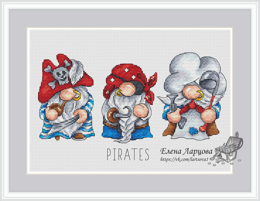 Pirate Dwarfs - PDF Cross Stitch Pattern - Wizardi