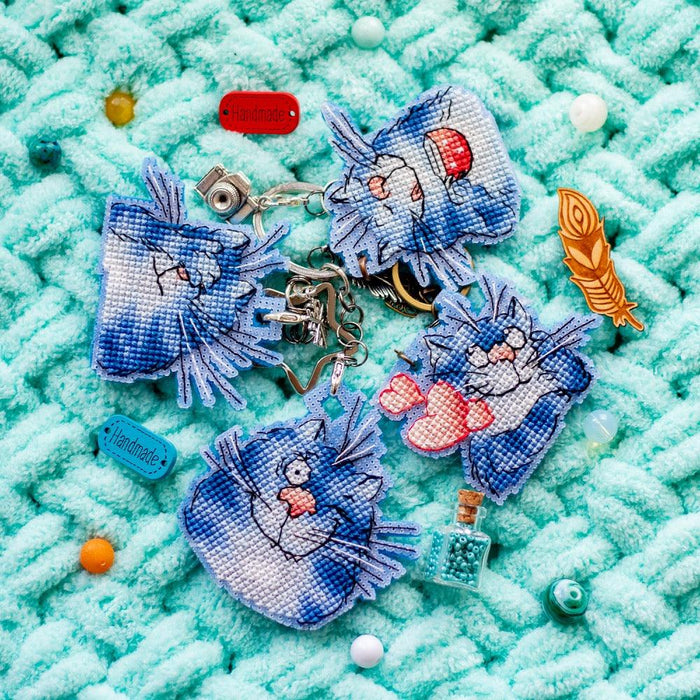 Plastic Canvas Blue Cat. Emotions - PDF Cross Stitch Pattern — Wizardi plastic-canvas-blue-cat-emotions-pdf-cross-stitch-pattern-wizardi