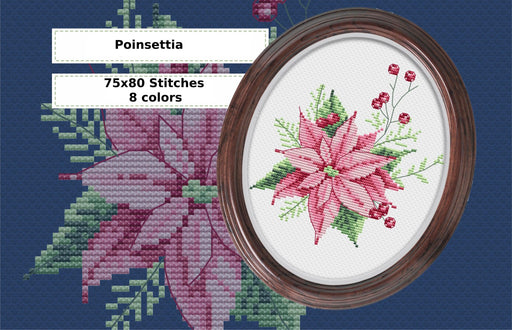 Poinsettia Counted Cross Stitch Chart - Free Pattern for Subscribers - Wizardi