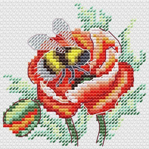 Poppy and Bumblebee SM-616 Counted Cross Stitch Kit - Wizardi